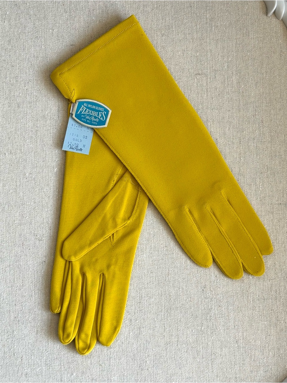 Vtg Van Raalte GOLD Nylon Dress Gloves NOS Fits All